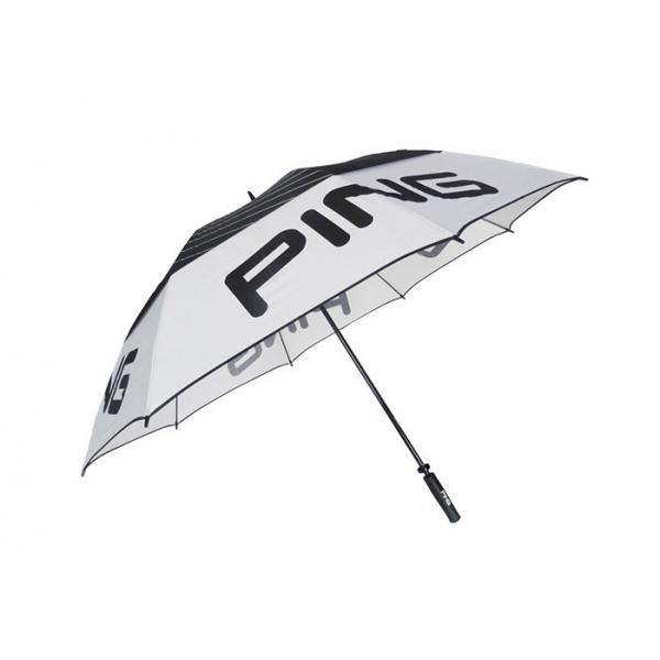 Quality Mens Black White Windproof Golf Umbrellas Lightweight Fiberglass Frame for sale
