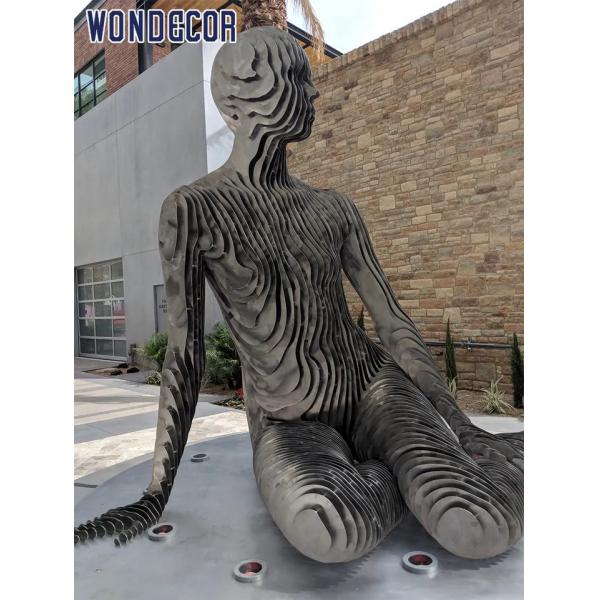 Quality Outdoor Stainless Steel Garden Sculptures  165cm Sitting Women Shape for sale