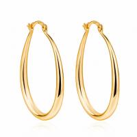China Platinum Plated Smooth Circle 14k Gold Hoops 30×21mm For Women Lady factory