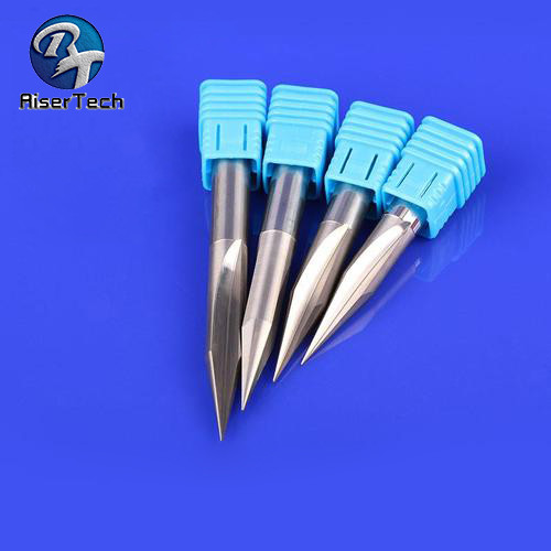 Quality Bright Finished Acrylic Plastic Wood End Mill 2 Flutes Taper Sharp V Cutting Edge for sale