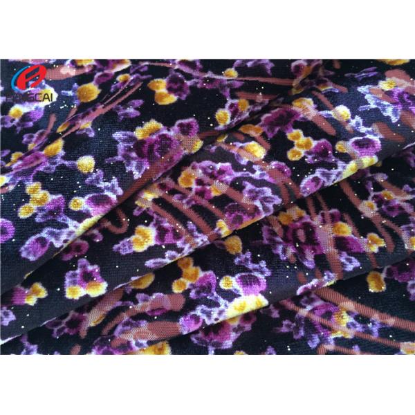 Quality 95 % Polyester 5 % Spandex 4 Way Stretch Velvet Fabric , Burnout Fabric For for sale