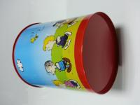 China Tinplate Metal Tin Bucket , Printed Colorful Trash Can Container factory