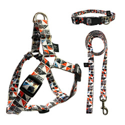 Quality Woven Logo Dog Harness Set Multiple Colour Polyester Dog Harness for sale