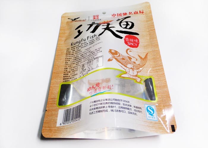 China Laminated Snack Packaging Bags With Window OPP PET CPP Material factory