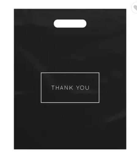 Quality PE PVC Thank You Plastic Shopping Bags Black Boutique Shopping Bag for sale