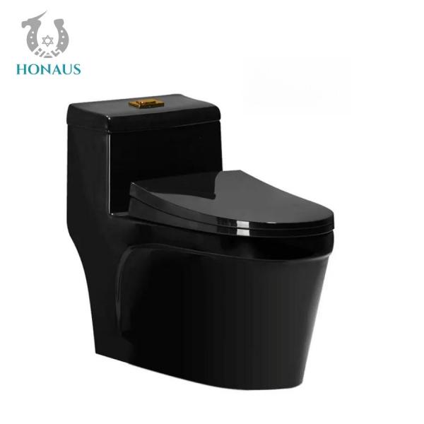 Quality ISO Anti Blocking Black One Piece Toilet Bowl Single Piece Western Commode for sale