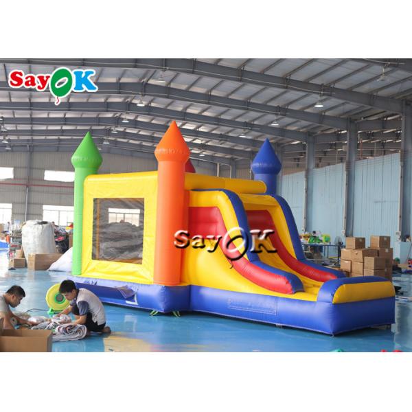 Quality 6*4m Pvc Air Jumping Bouncing Castles With Slide Commercial Inflatable Bouncer for sale