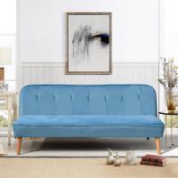 China Blue Sofa Bed,Upholstered Modern Futon Chair, Armless Comfy Sofa Couches for Living Room factory