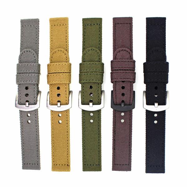Quality 24mm Canvas Leather Watch Strap for sale