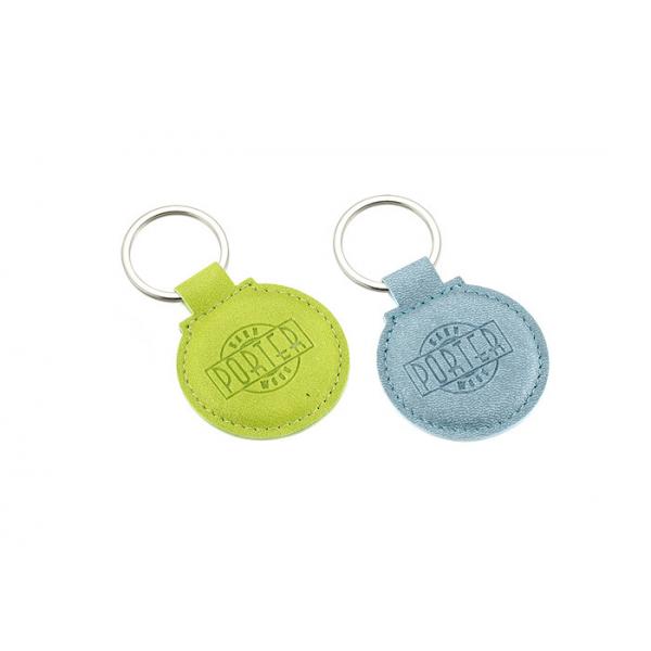 Quality Debossing Logo PU Leather Key Chains Holder Round 6.5mm Thickness for sale