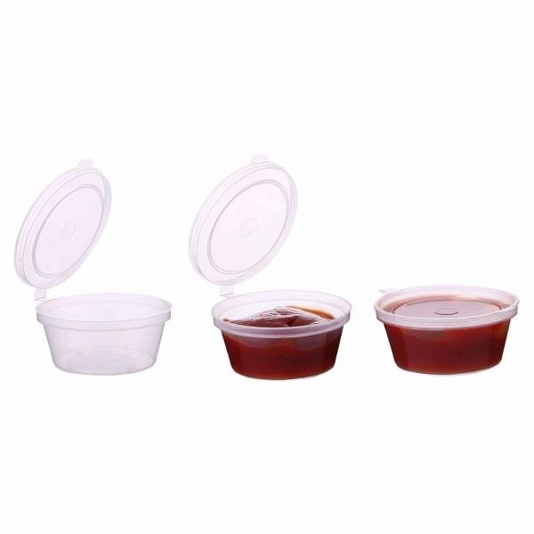 Quality Clear Plastic Mini Disposable Sauce Cup Leak Resistant With Lid for sale