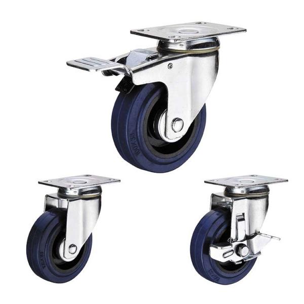 Quality 90kg Loading 125mm Rubber Swivel Caster Wheels For Warehouse Trolleys for sale