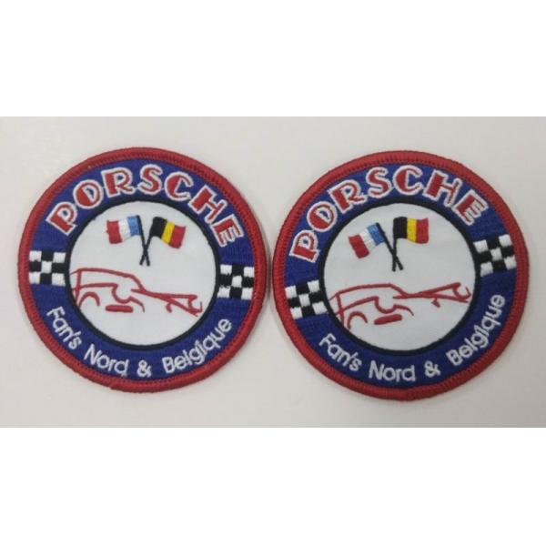 Quality Round Custom Embroidered Patch Heat Cut Border Washable For Jacket Hat for sale