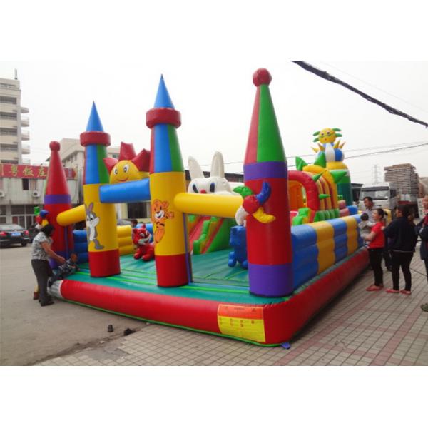 Quality Professional Decoration Inflatable Amusement Park With Big Castle And Slide for sale