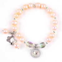 China 7mm Pink Pearl Stretch Bracelet With White Shell Accept Customization factory