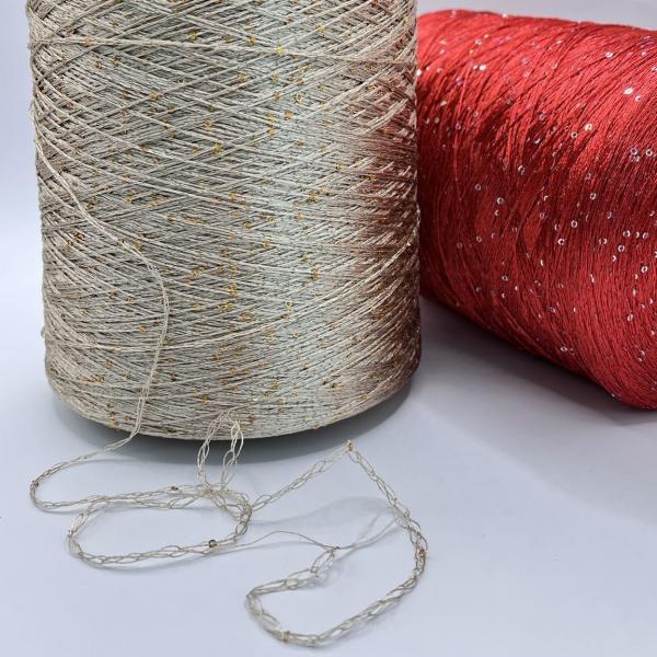 Quality 3MM 6MM Sequin Yarn  100% Paillette Mercerized Cotton Sequin Knitting Yarn 192 Colors for sale