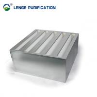 Quality H14 592 X 592 X 292 Galvanized Iron V Bank Pre Pleat Filter With PU Seal Strip for sale