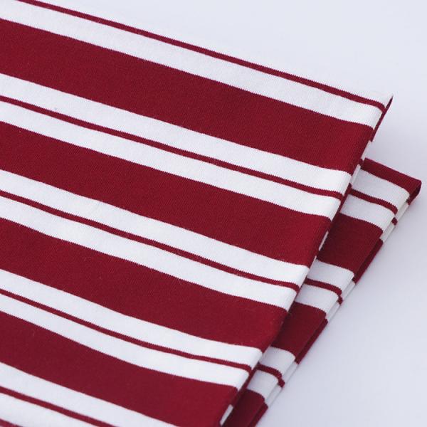 Quality Pure Cotton Stretch Stripe Fabric , 175cm Lightweight Organic Striped Fabric for sale