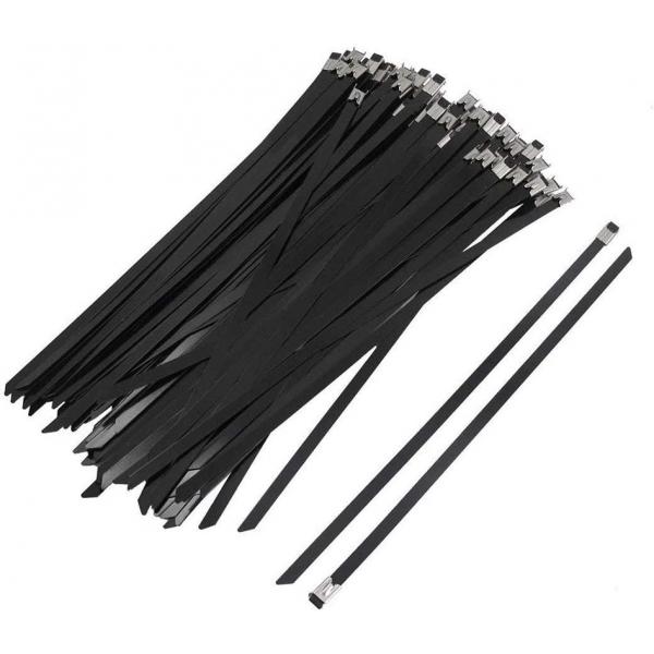 Quality SS304 Zip Cable Tie PVC Coated 9mmx300mm Ball Lock Uncoated Ties for sale