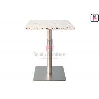 China 2cm Thickness Quartz Stone Restaurant Dining Table With Chrome Stainless Steel Base factory
