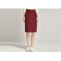 China Red Corduroy Wrap Ladies Dress Skirt Knee Length Casual High Waist Skirt factory