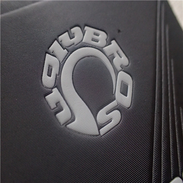 Quality PU Leather Custom Clothing Patches , White Debossed Logo Line Dull Polish Big for sale