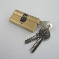 china 60mm Euro Profile Double Brass Cylinder with 3 brass normal keys original brass color