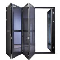 Quality Soundproof Black Aluminium Bifold Doors , Aluminum Mosquito Net Door for sale