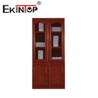 China Walnut Color Wooden Filing Cabinet Attached Wood Leather File Display Cabinet factory