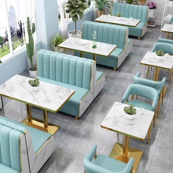 Quality Leather Hotel Restaurant Furniture Marble Art Modern Booth Seating for sale