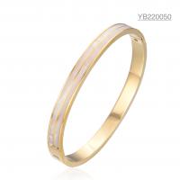 China White Shell Embellished Premium Quality Bangles Stainless Steel Gold Snap Bracelets factory
