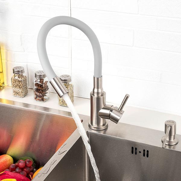 Quality Flexible Colorful Hose Single Handle Kitchen Faucet Mixer Chrome 360 Swivel for sale