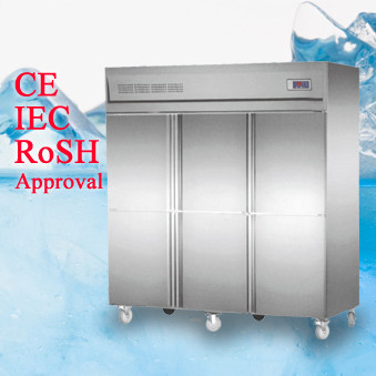 Quality Deep Commercial Upright Freezer 1600L 6 Glass Doors With Plastic Coated Steel Shelf factory for sale