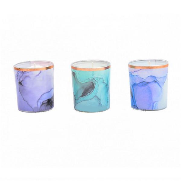 Quality Scented Marble Pillar Candles Organic Soy Candles With Wood Wick for sale