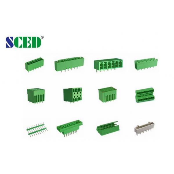 Quality Pitch 5.08mm plug in terminal block connector 2-24 Poles Green Plastic Male Part for sale