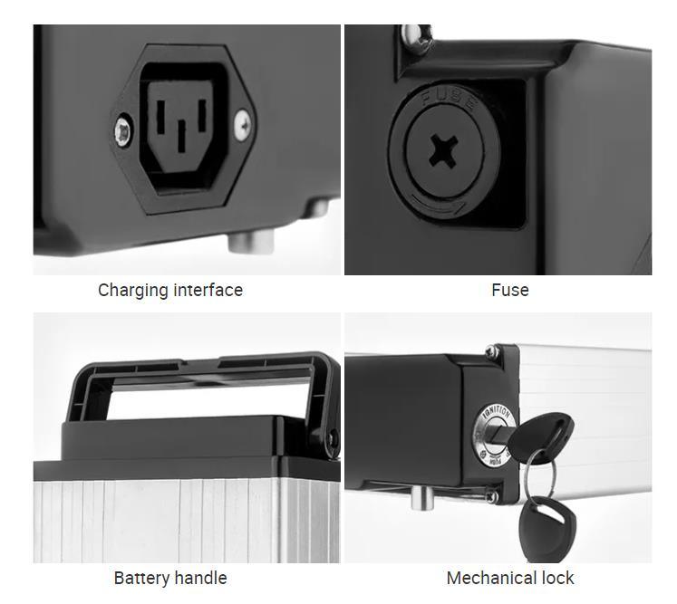 250W 500W Silver Rear Rack Rechargeable Ebike Battery