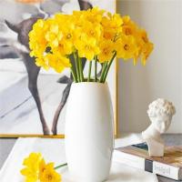 China Yellow Silk Fake Daffodils Bulk Artificial Narcissus Flowers Custom factory
