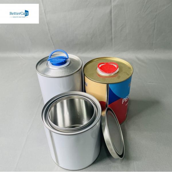 Quality Air Tight 1 Liter Paint Tin Cans With Plastic Cap small CMYK Printing for sale