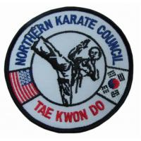 China TAE KWON DO Merrow Border embroidered logo patches 130*30mm factory