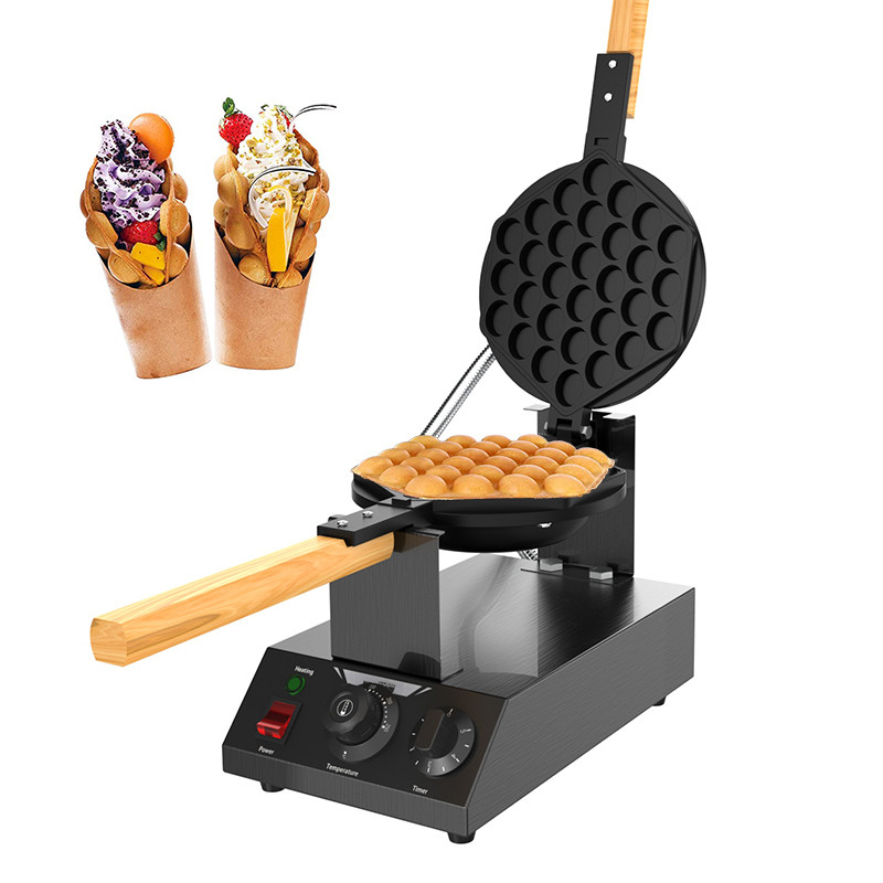 China 200mm Diameter Mould Size Electric Non-Stick Bubble Waffle Iron Baker for Snack Making factory