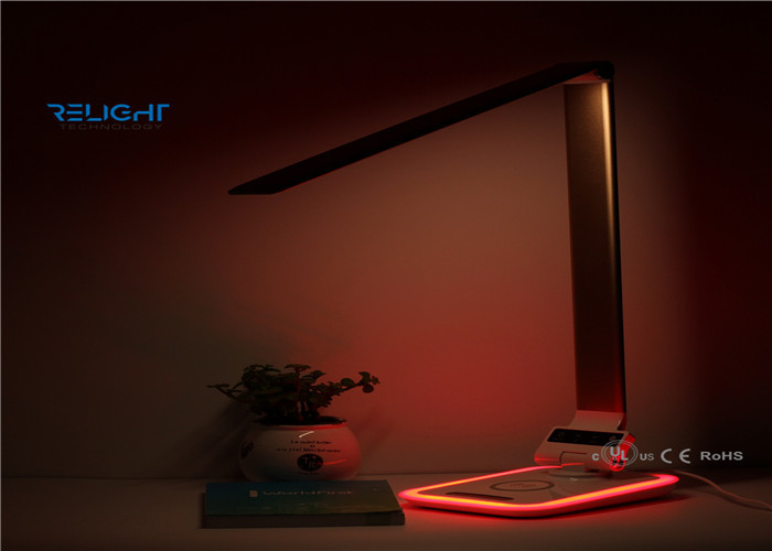 China 8W Wireless Charging Dimmable LED Reading Lamp , Led Table Lamp With 2 Lighting Modes factory