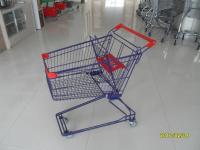 China Durable 75L Wire Shopping Trolley Cart With Anti UV Handle Cap / Front Bumpers factory
