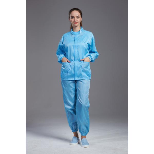 Quality Safety Blue Anti Static Apparel , Washable Clean Room Coveralls Lightweight for sale