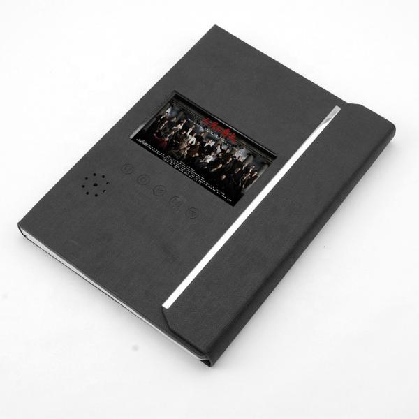 Quality Black PU LCD Video Folder A4 size , 4.3 inch Video Greeting Card for sale