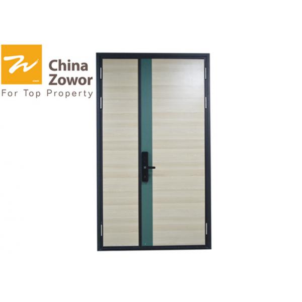 Quality 36'' X 84'' Unequal Leaf RH Active Steel Insulated Fire Door For Hotel/ Wood Grain Finish for sale