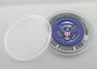 China Metal Air Force One Coin / Zinc Alloy Personalized Enamel Coins with Antique Silver Plating factory
