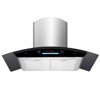 China Ducted SS Chimney Curved Glass Cooker Hood For Kitchen factory
