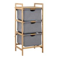 China Three Layers Bamboo Laundry Basket Bathroom Shelf Storage Waterproof With Handle factory