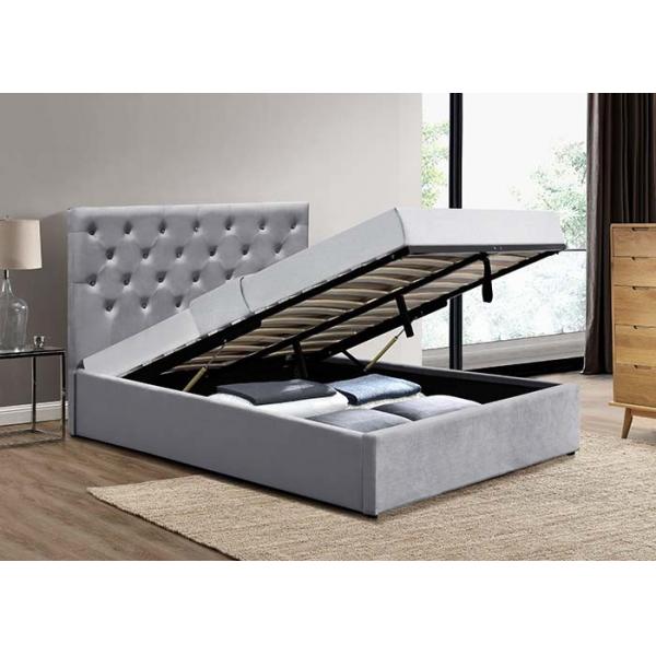 Quality Mechanism Ottoman Gas Lift Storage Bed Fabric Upholstered Storage Bed ODM for sale