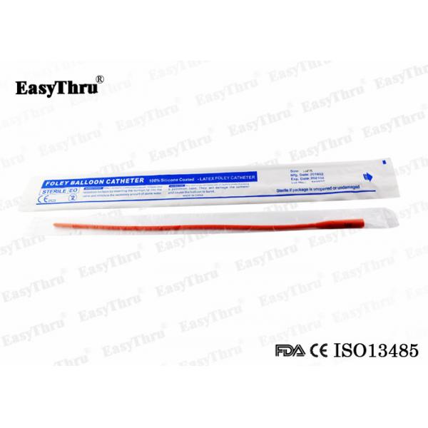 Quality Sterilized Stable Red Rubber Foley Catheter , Silicone Coated Latex Urethral Catheter for sale
